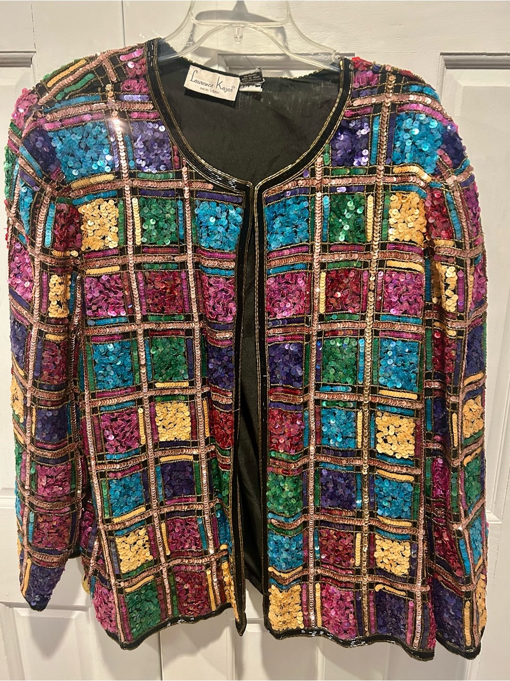 Vintage! Laurence Kazar Multicolor Sequin Jacket - Vibrant Patchwork